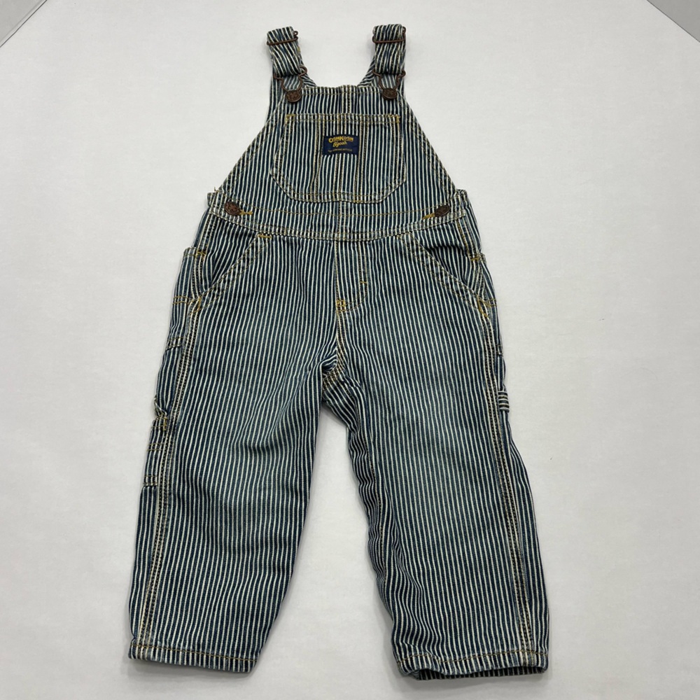 OshKosh B'gosh Overalls Vestbak Baby 18 Months Railroad Engineer Striped Bib